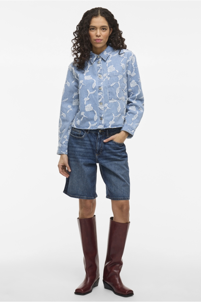 VIIANAIS L/S JACQUARD DENIM JACKET 14105498 LIGHT BLUE DENI/JACQUARD